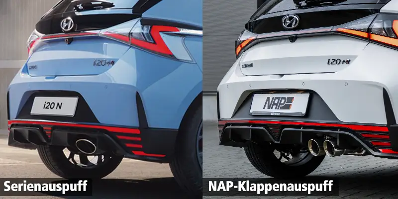 Hyundai i20N Endrohre Vergleich NAP Serie