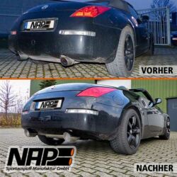 NAP Sportauspuff Nissan 350Z vorher nachher aussen