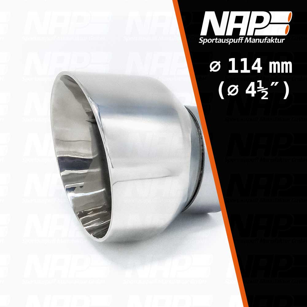 NAP Endrohr ⌀ 114 mm (4½″) kurz Edelstahl poliert mit ABE